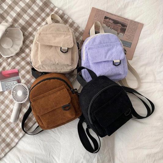 Durable Corduroy Mini Backpack